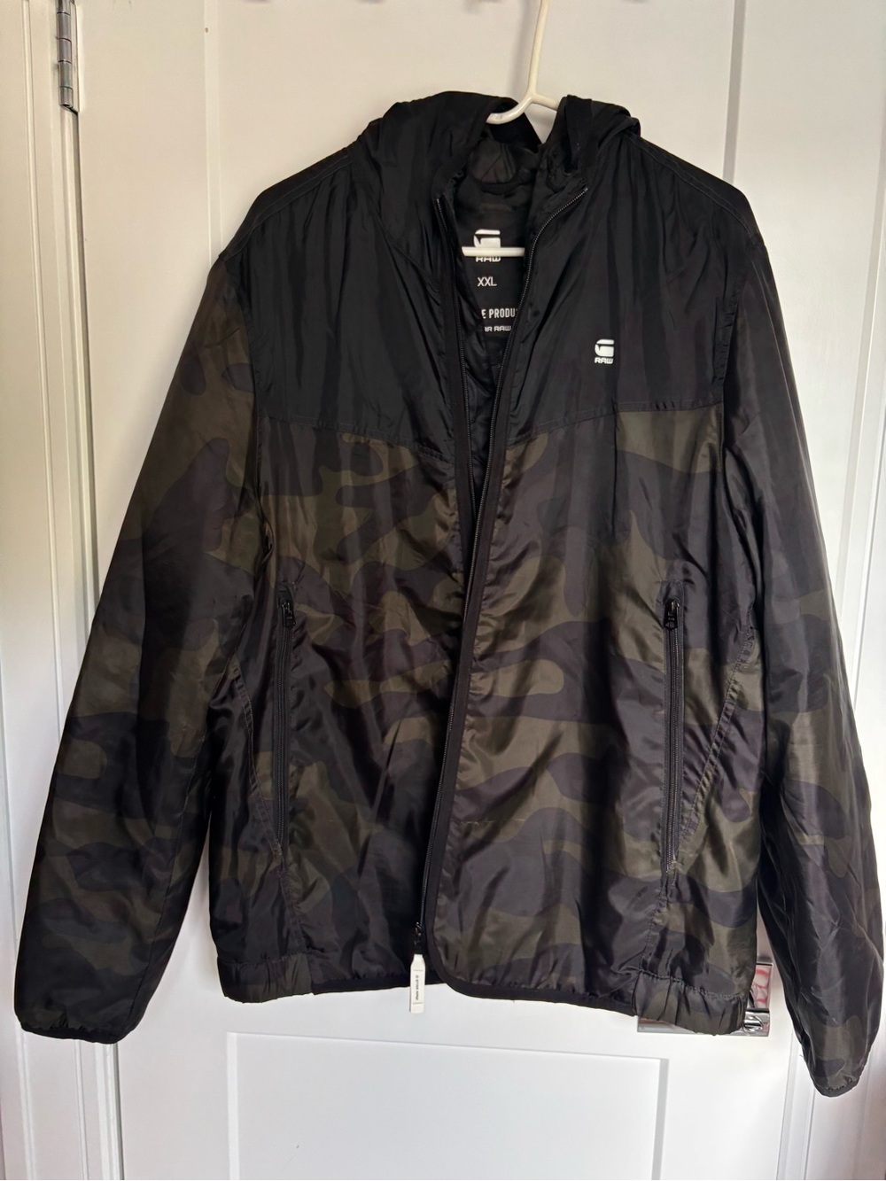 G-Star Lightweight Black & Olive Camo Hooded Windbreaker
